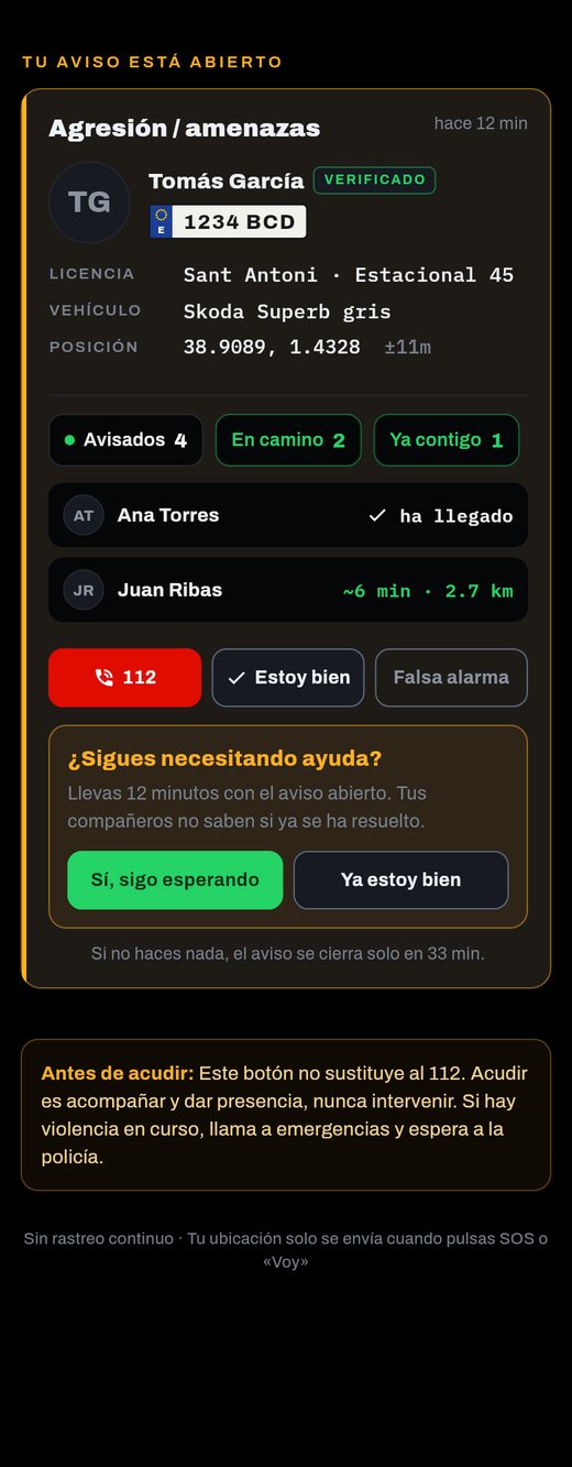 Aviso abierto mostrando quién viene de camino